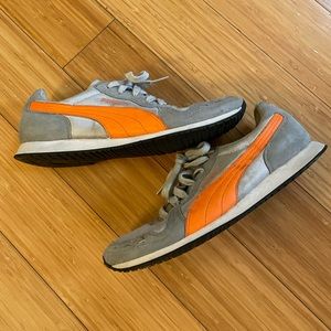 Puma grey/orange sneakers. Size 7 .  Gently used.